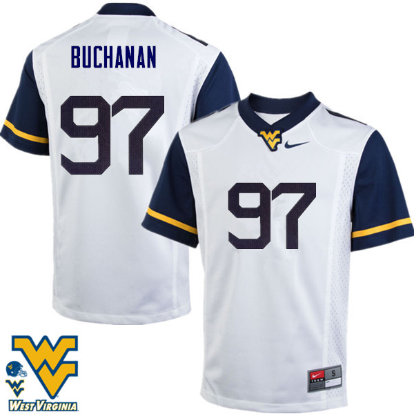Men #97 Daniel Buchanan West Virginia Mountaineers College Football Jerseys-White - Click Image to Close